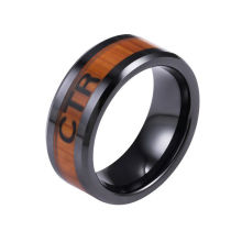 Anillo de cerámica de madera de venta de joyería de venta caliente al por mayor anillos negros